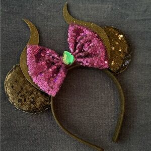 Handmade Maleficent Disney Headband with Pink Bow New